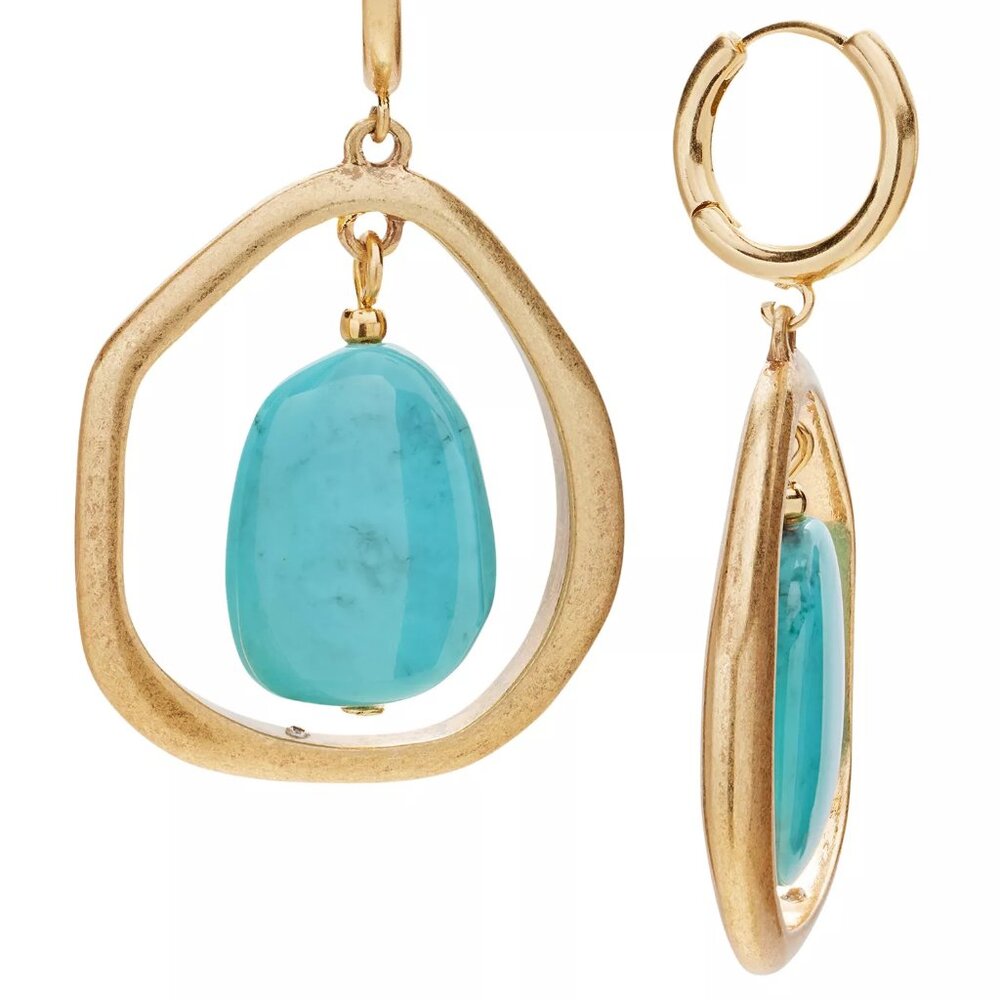 Style & Co Gold-Tone Stone Orbital Charm Hoop Earrings